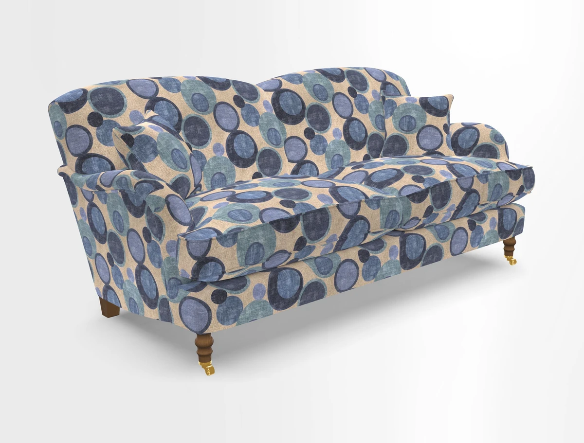 Kentwell 3 Seater 2 Hump Sofa in RHS Botanicals Henry Moon Lions Tail Teal