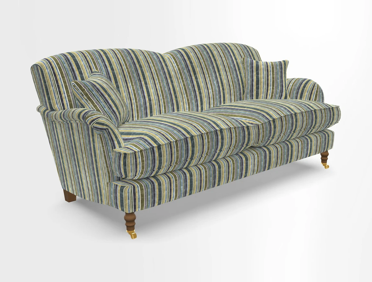 Kentwell 3 Seater 2 Hump Sofa in RHS Botanicals Henry Moon Lions Tail Teal
