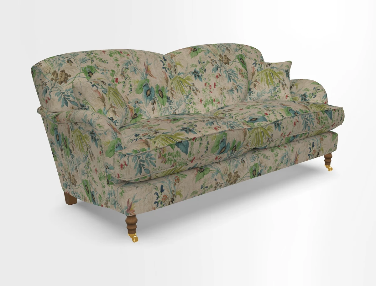 Kentwell 3 Seater 2 Hump Sofa in RHS Botanicals Henry Moon Lions Tail Teal