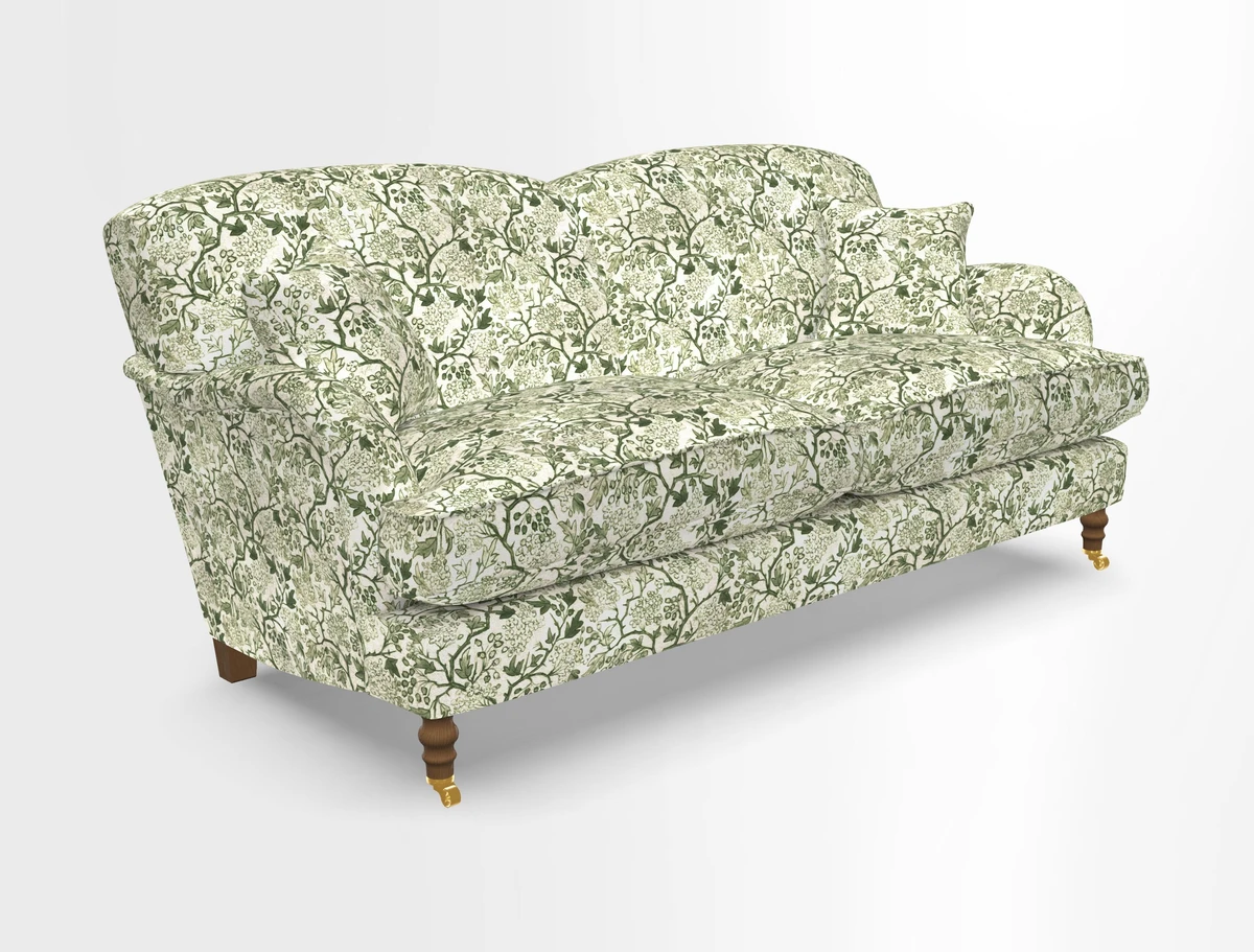 Kentwell 3 Seater 2 Hump Sofa in RHS Botanicals Henry Moon Lions Tail Teal