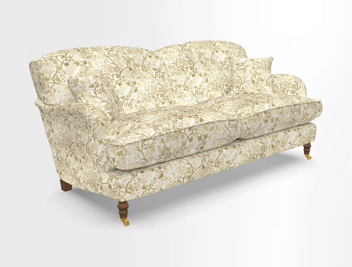 Kentwell 3 Seater 2 Hump Sofa in RHS Botanicals Henry Moon Lions Tail Teal