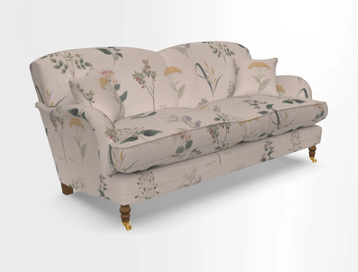 Kentwell 3 Seater 2 Hump Sofa in RHS Botanicals Henry Moon Lions Tail Teal