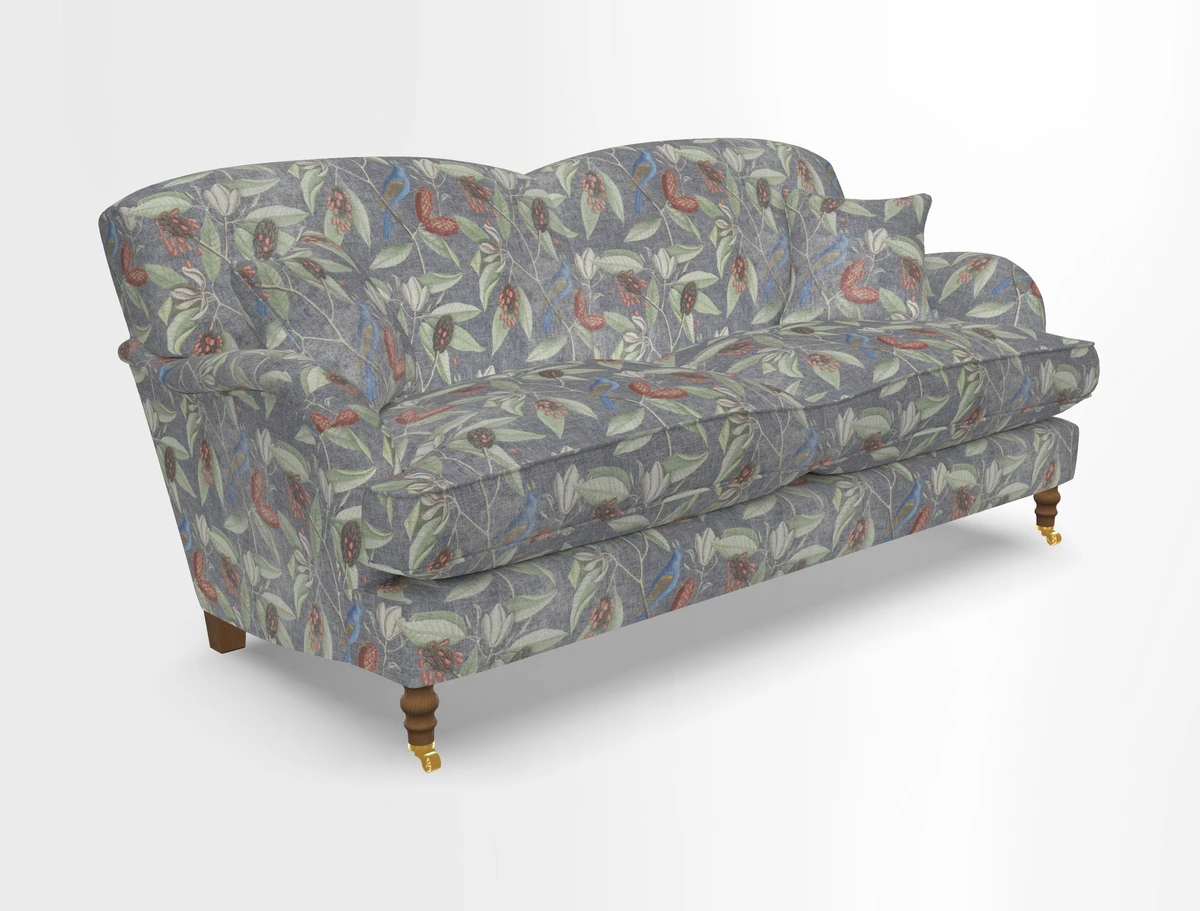 Kentwell 3 Seater 2 Hump Sofa in RHS Botanicals Henry Moon Lions Tail Teal