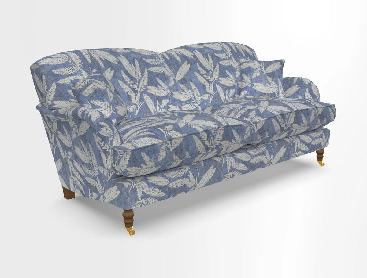 Kentwell 3 Seater 2 Hump Sofa in RHS Botanicals Henry Moon Lions Tail Teal