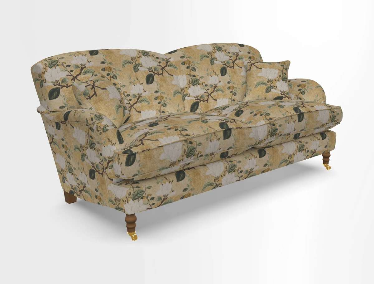 Kentwell 3 Seater 2 Hump Sofa in RHS Botanicals Henry Moon Lions Tail Teal