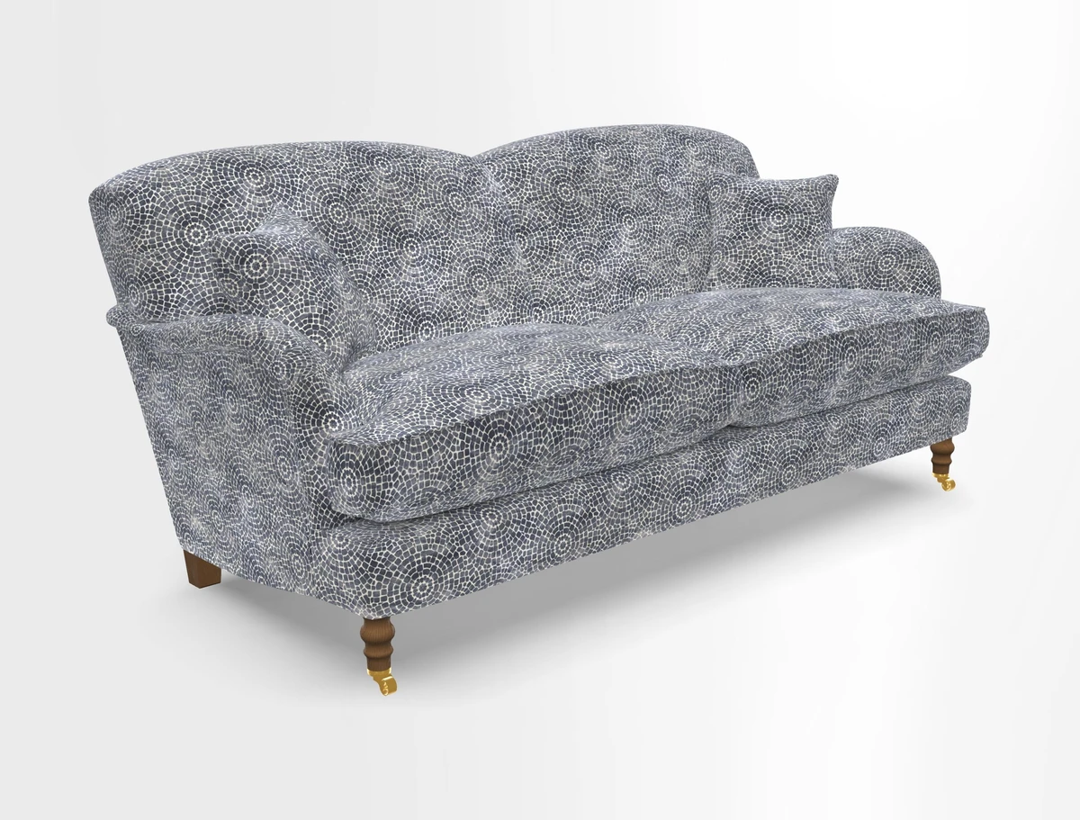 Kentwell 3 Seater 2 Hump Sofa in RHS Botanicals Henry Moon Lions Tail Teal