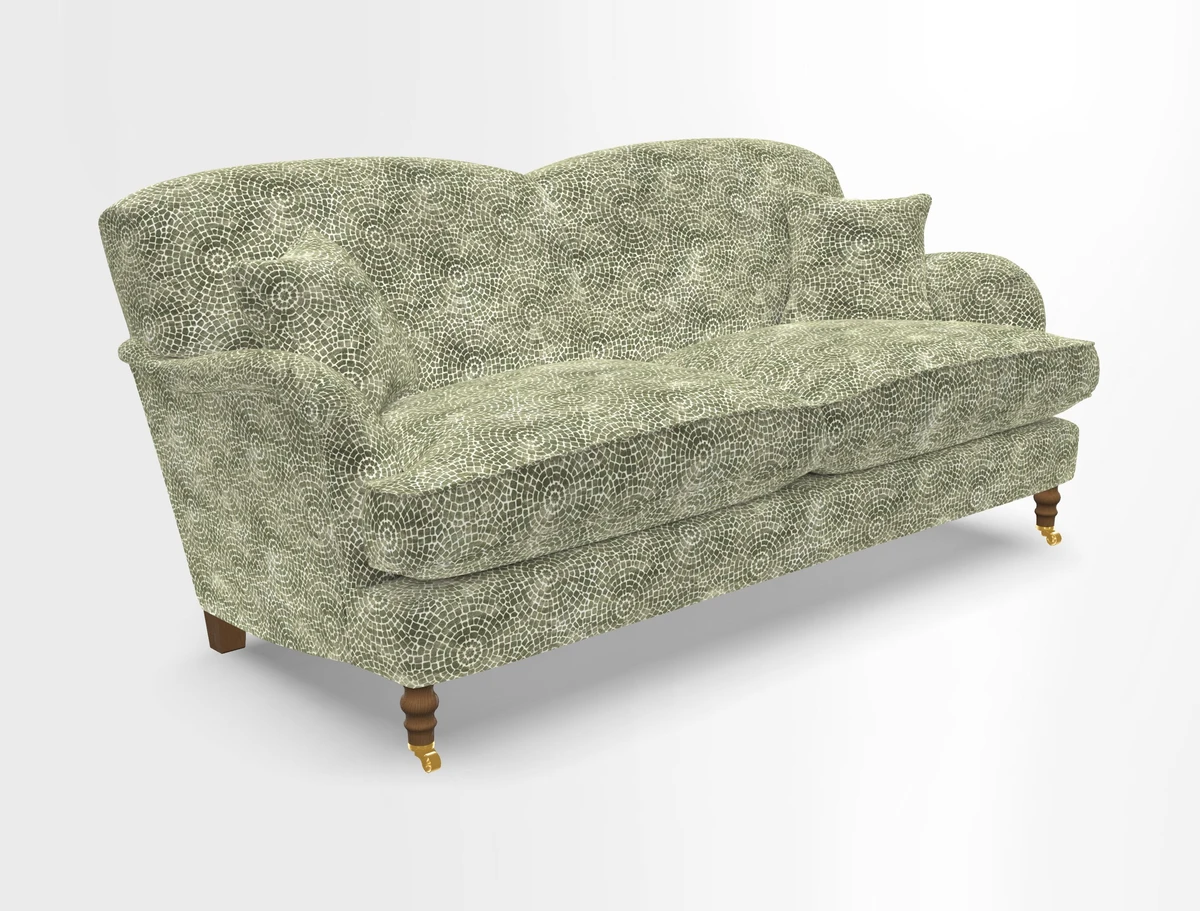 Kentwell 3 Seater 2 Hump Sofa in RHS Botanicals Henry Moon Lions Tail Teal