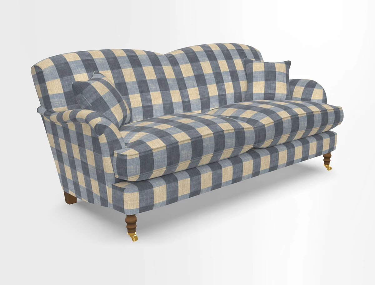 Kentwell 3 Seater 2 Hump Sofa in RHS Botanicals Henry Moon Lions Tail Teal