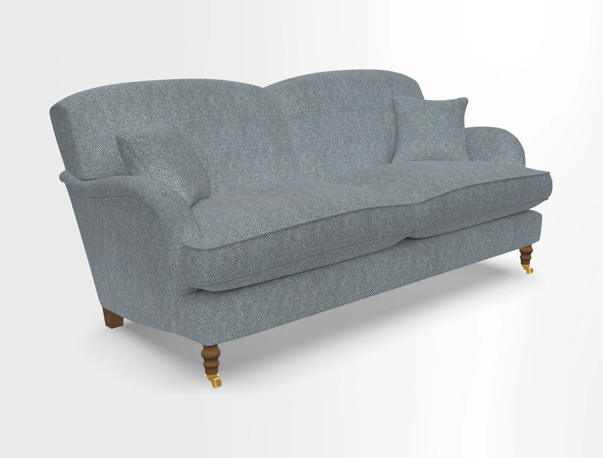 Kentwell 3 Seater 2 Hump Sofa in RHS Botanicals Henry Moon Lions Tail Teal