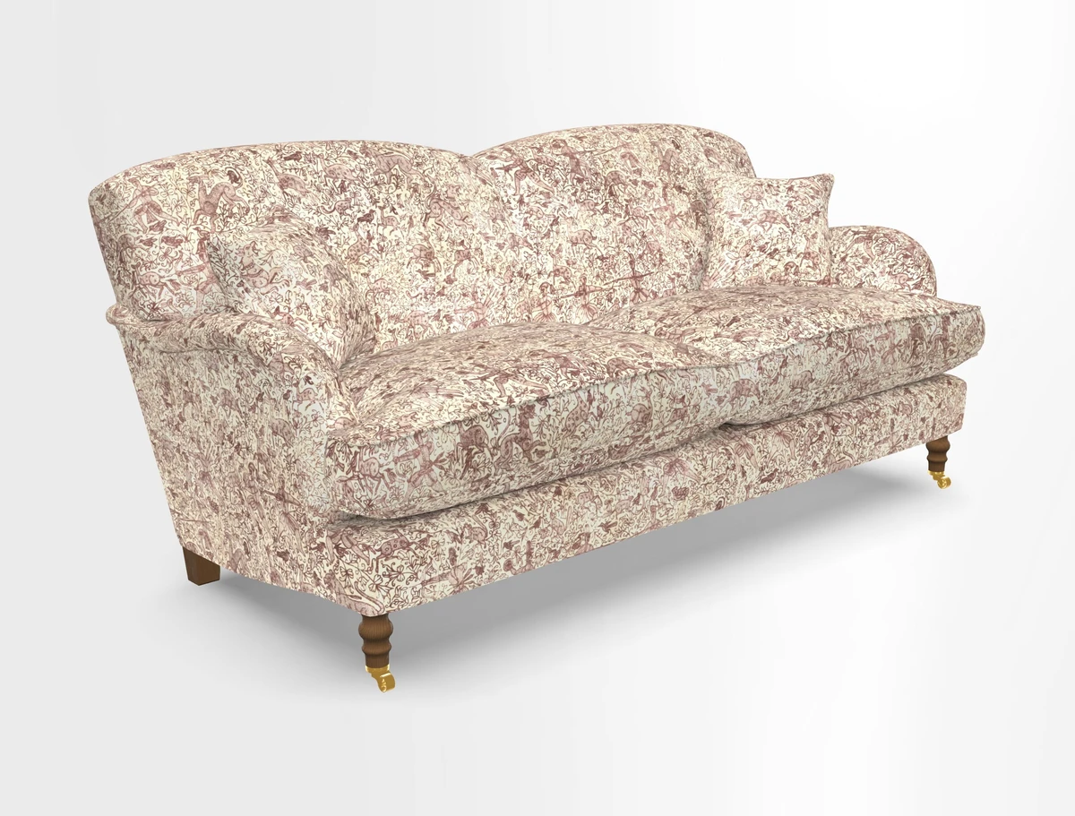Kentwell 3 Seater 2 Hump Sofa in RHS Botanicals Henry Moon Lions Tail Teal