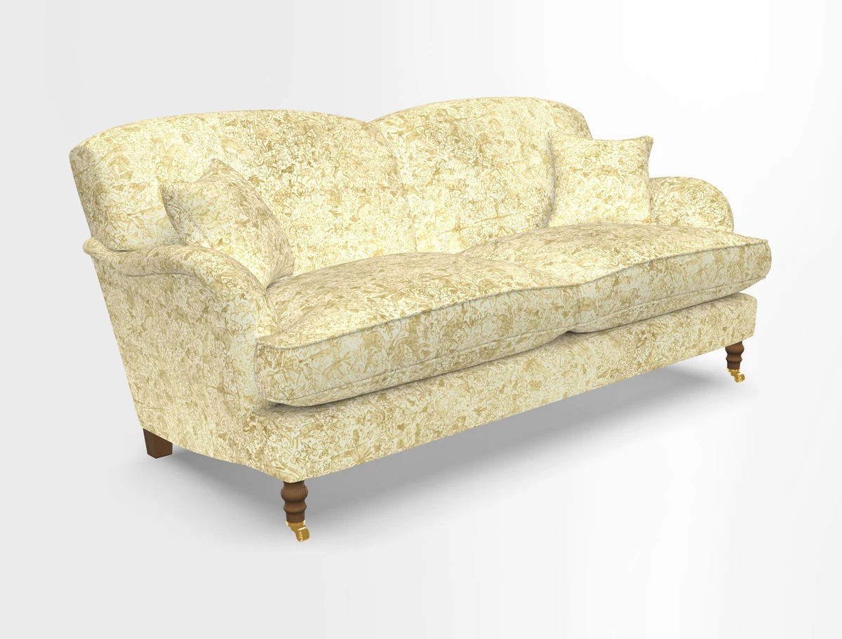 Kentwell 3 Seater 2 Hump Sofa in RHS Botanicals Henry Moon Lions Tail Teal