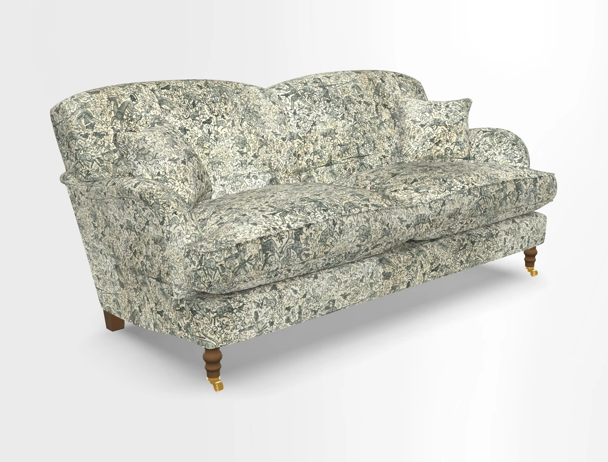 Kentwell 3 Seater 2 Hump Sofa in RHS Botanicals Henry Moon Lions Tail Teal