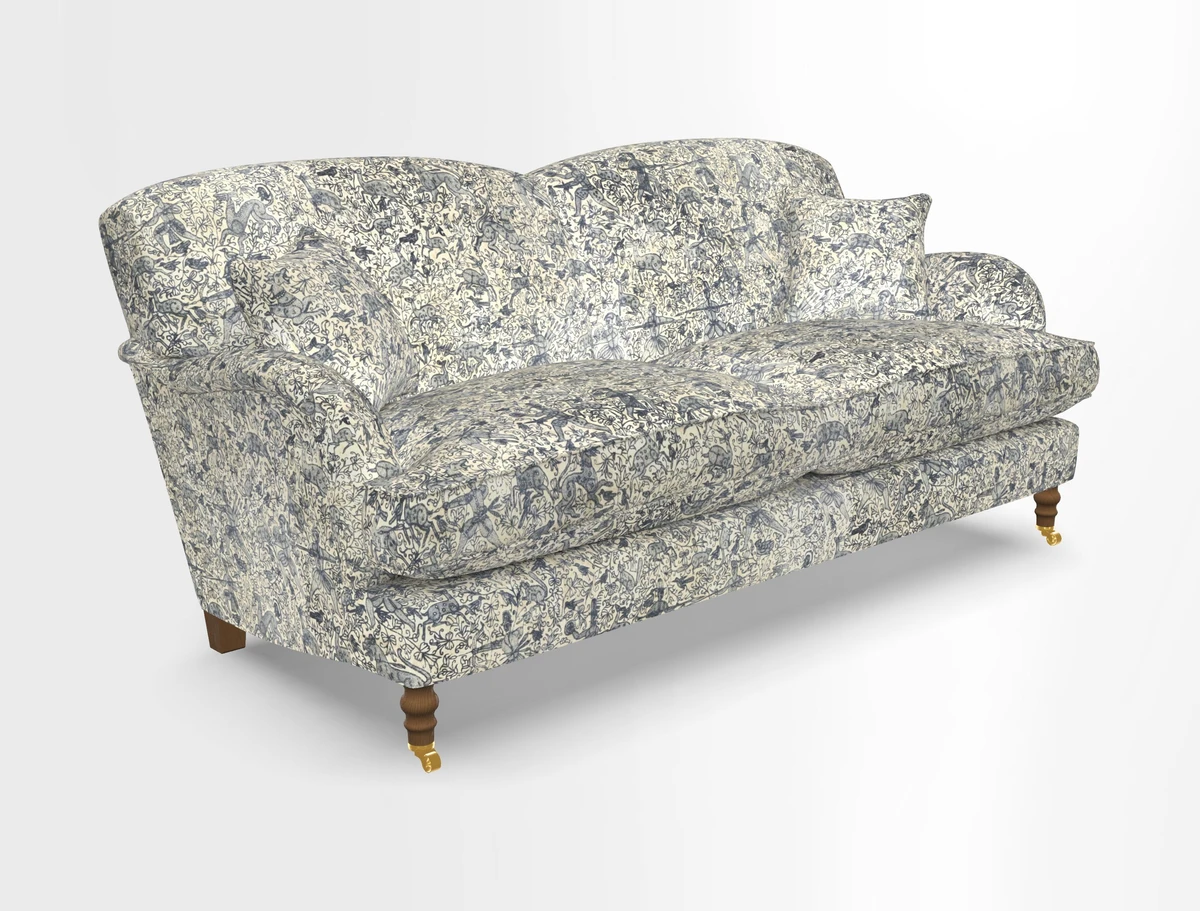 Kentwell 3 Seater 2 Hump Sofa in RHS Botanicals Henry Moon Lions Tail Teal
