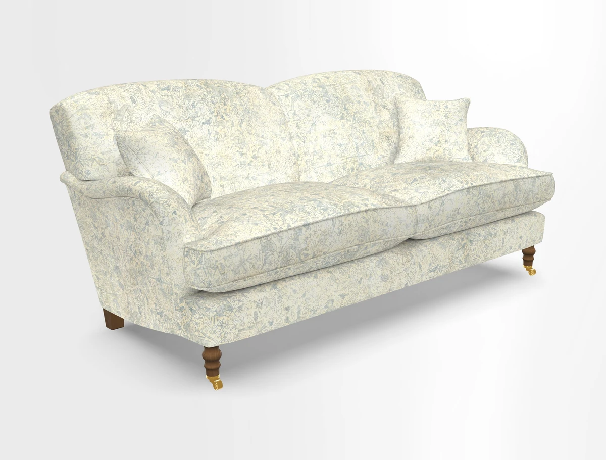 Kentwell 3 Seater 2 Hump Sofa in RHS Botanicals Henry Moon Lions Tail Teal
