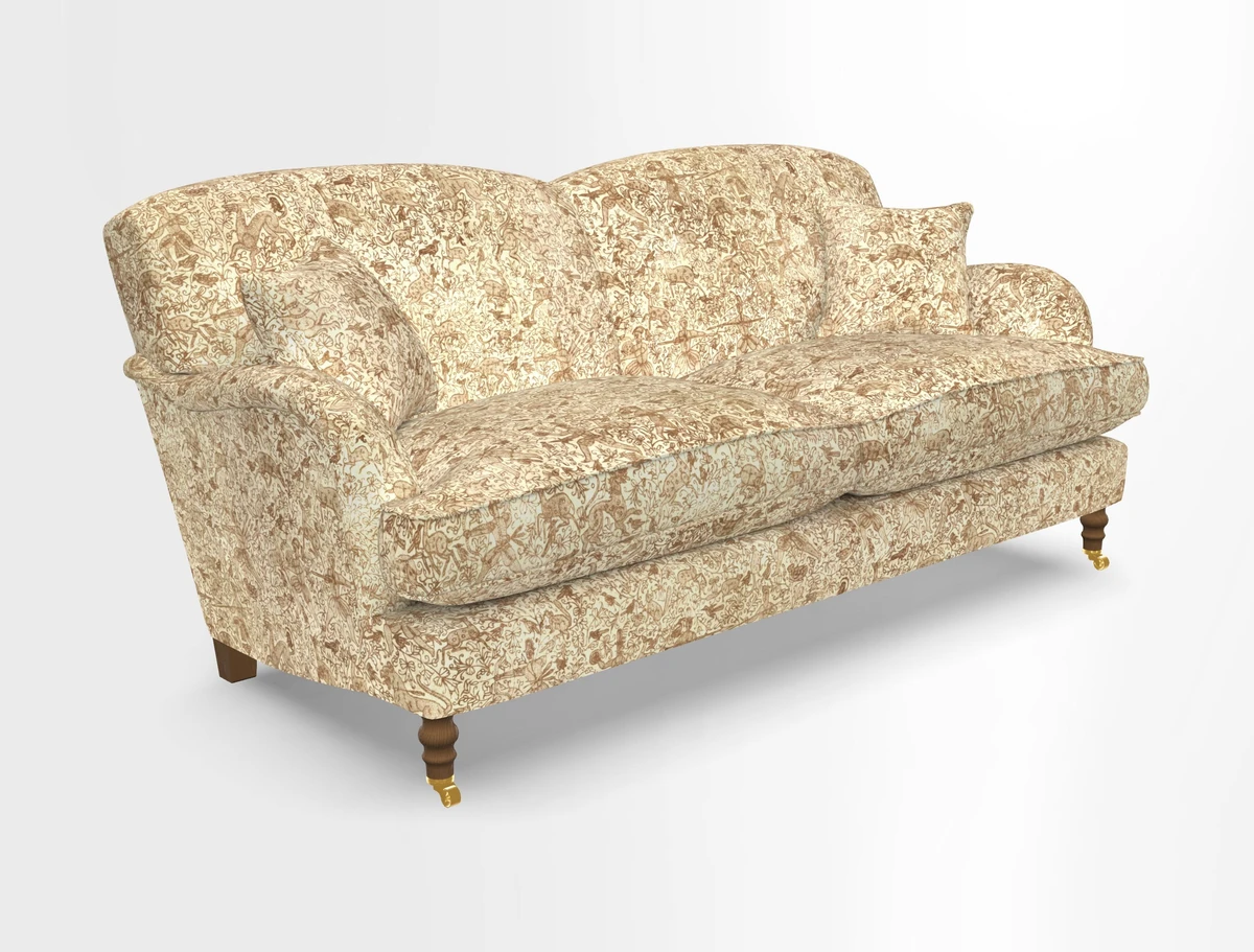 Kentwell 3 Seater 2 Hump Sofa in RHS Botanicals Henry Moon Lions Tail Teal