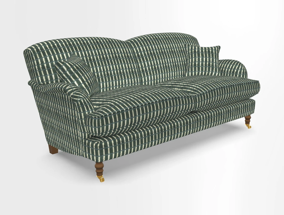 Kentwell 3 Seater 2 Hump Sofa in RHS Botanicals Henry Moon Lions Tail Teal