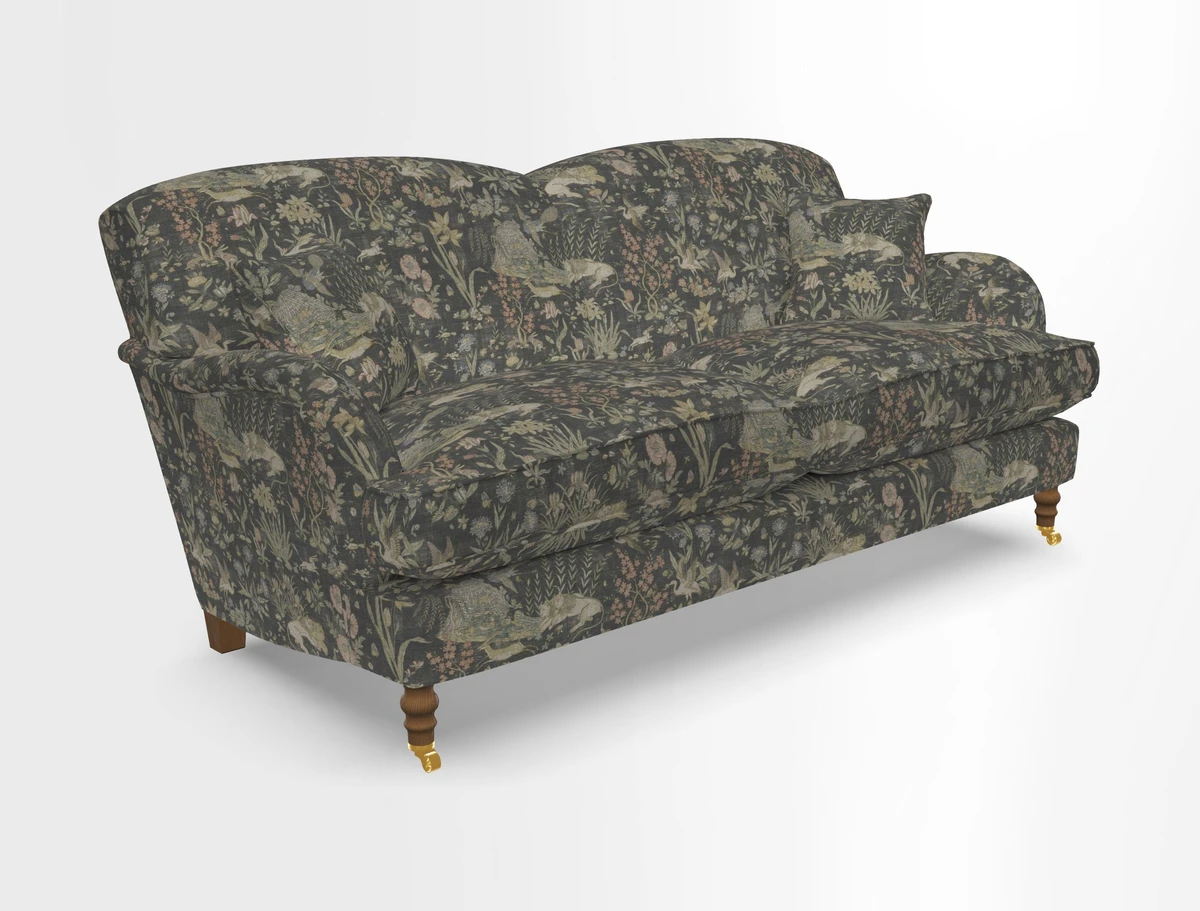 Kentwell 3 Seater 2 Hump Sofa in RHS Botanicals Henry Moon Lions Tail Teal