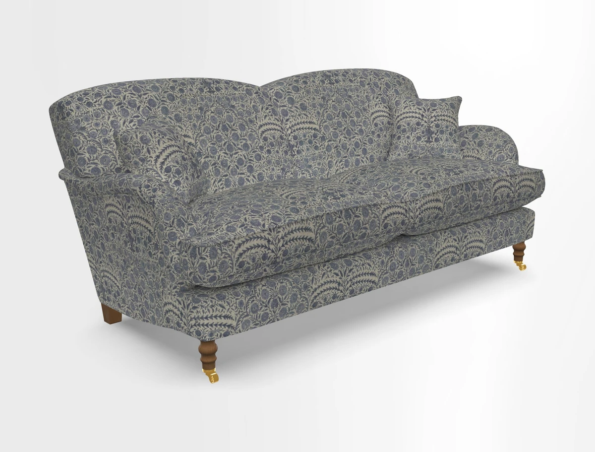 Kentwell 3 Seater 2 Hump Sofa in RHS Botanicals Henry Moon Lions Tail Teal