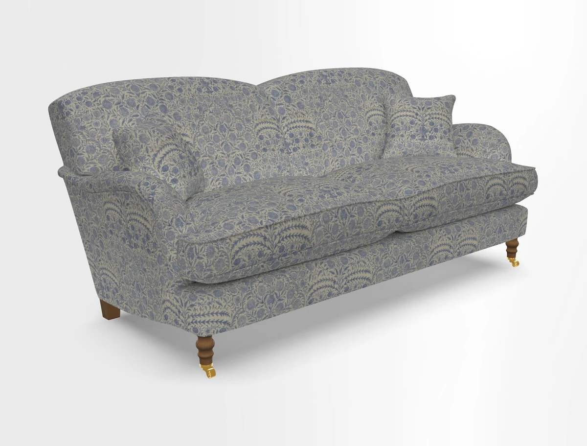 Kentwell 3 Seater 2 Hump Sofa in RHS Botanicals Henry Moon Lions Tail Teal