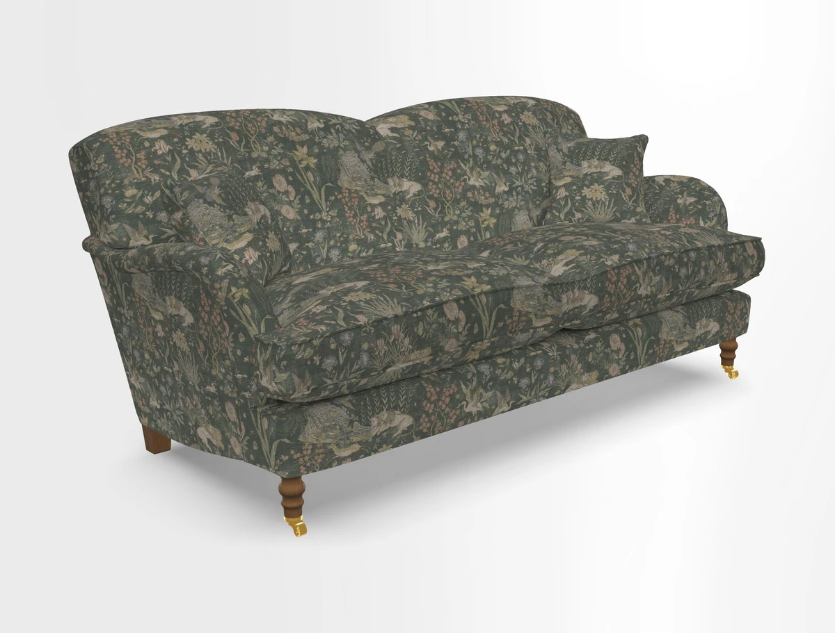 Kentwell 3 Seater 2 Hump Sofa in RHS Botanicals Henry Moon Lions Tail Teal