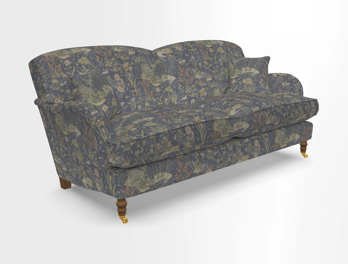 Kentwell 3 Seater 2 Hump Sofa in RHS Botanicals Henry Moon Lions Tail Teal