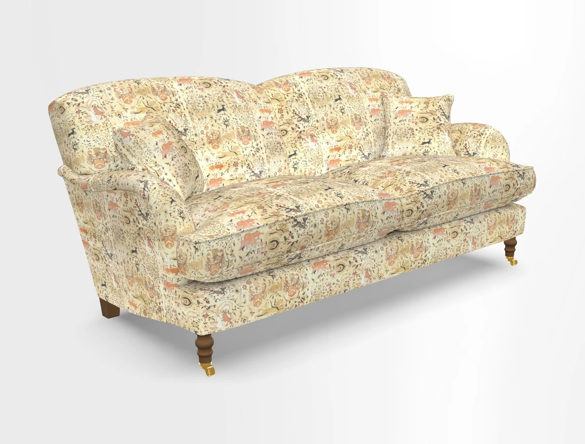 Kentwell 3 Seater 2 Hump Sofa in RHS Botanicals Henry Moon Lions Tail Teal