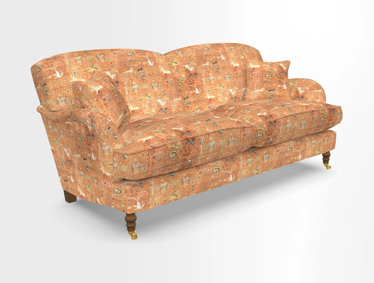 Kentwell 3 Seater 2 Hump Sofa in RHS Botanicals Henry Moon Lions Tail Teal
