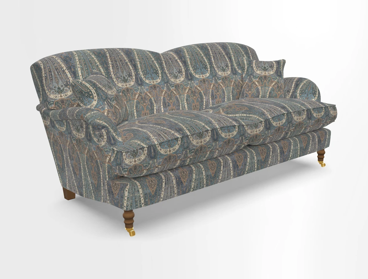 Kentwell 3 Seater 2 Hump Sofa in RHS Botanicals Henry Moon Lions Tail Teal