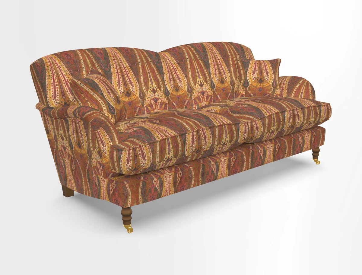 Kentwell 3 Seater 2 Hump Sofa in RHS Botanicals Henry Moon Lions Tail Teal