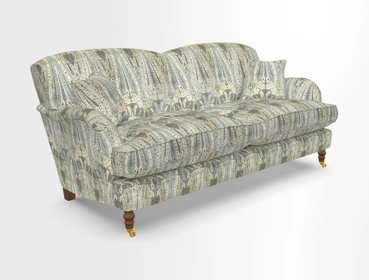 Kentwell 3 Seater 2 Hump Sofa in RHS Botanicals Henry Moon Lions Tail Teal