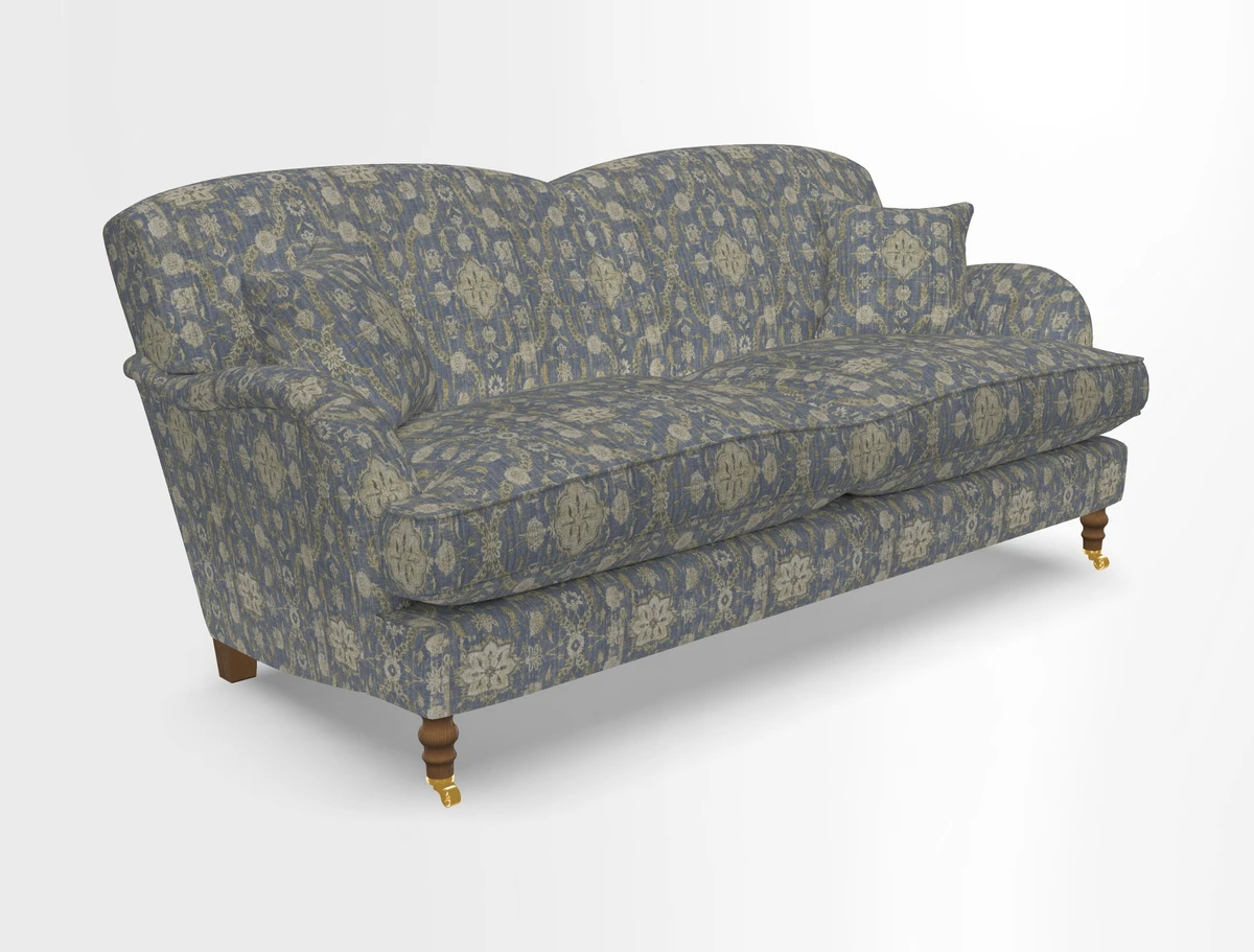 Kentwell 3 Seater 2 Hump Sofa in RHS Botanicals Henry Moon Lions Tail Teal