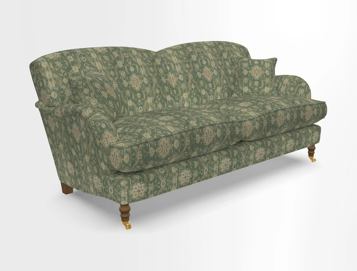 Kentwell 3 Seater 2 Hump Sofa in RHS Botanicals Henry Moon Lions Tail Teal