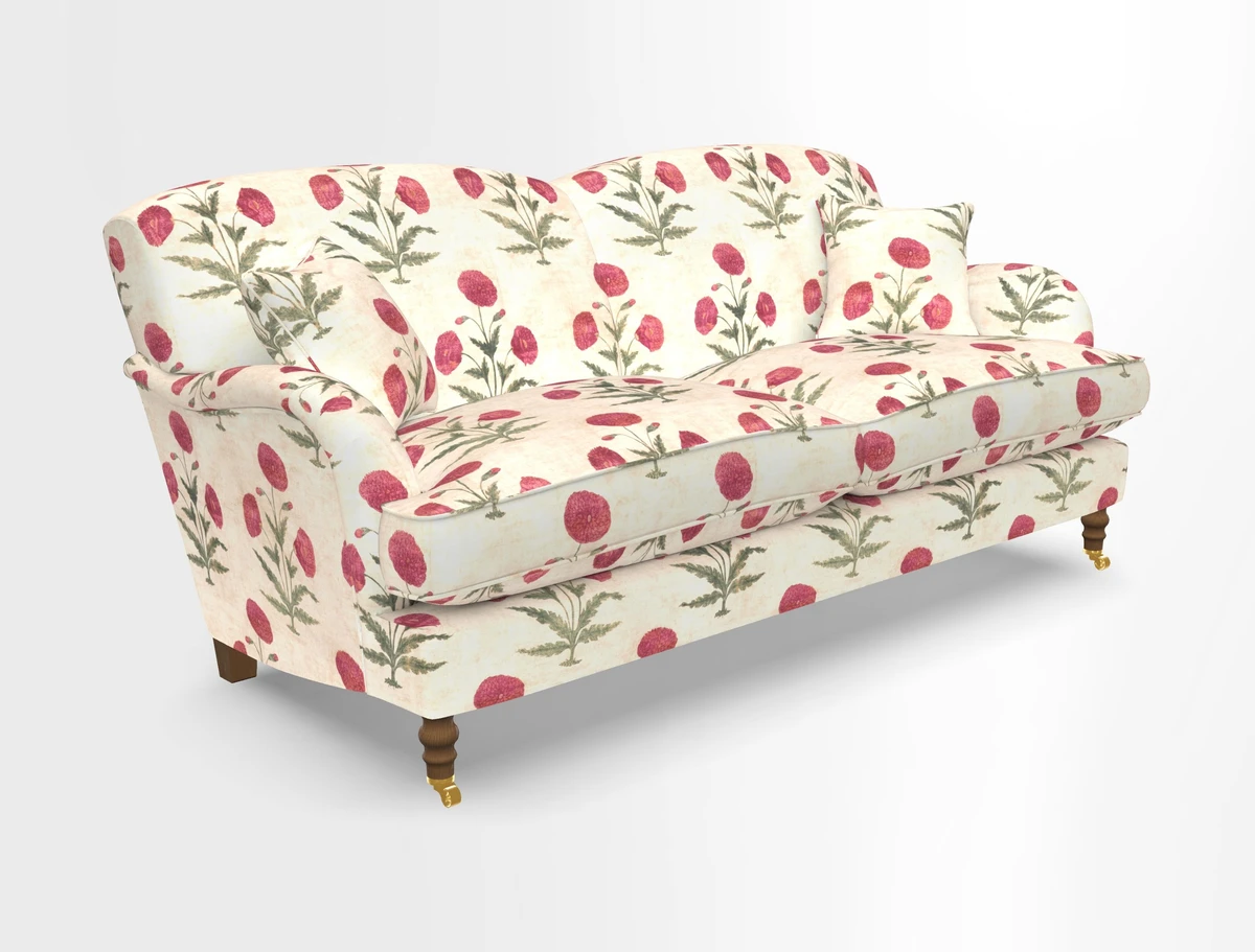 Kentwell 3 Seater 2 Hump Sofa in RHS Botanicals Henry Moon Lions Tail Teal