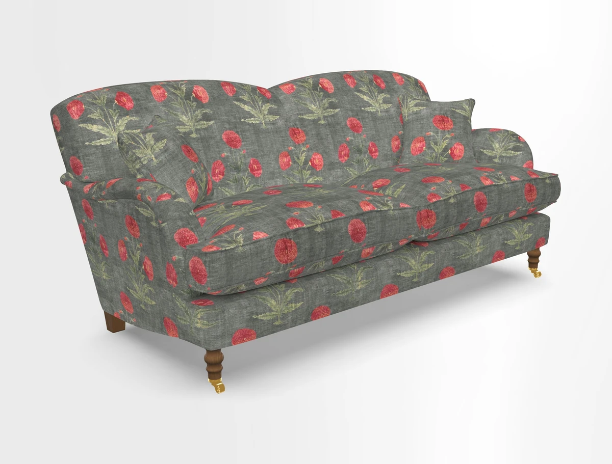 Kentwell 3 Seater 2 Hump Sofa in RHS Botanicals Henry Moon Lions Tail Teal