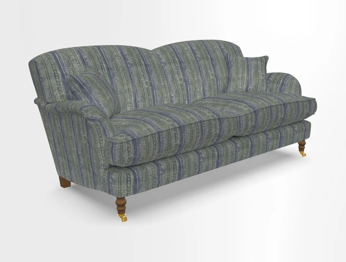 Kentwell 3 Seater 2 Hump Sofa in RHS Botanicals Henry Moon Lions Tail Teal