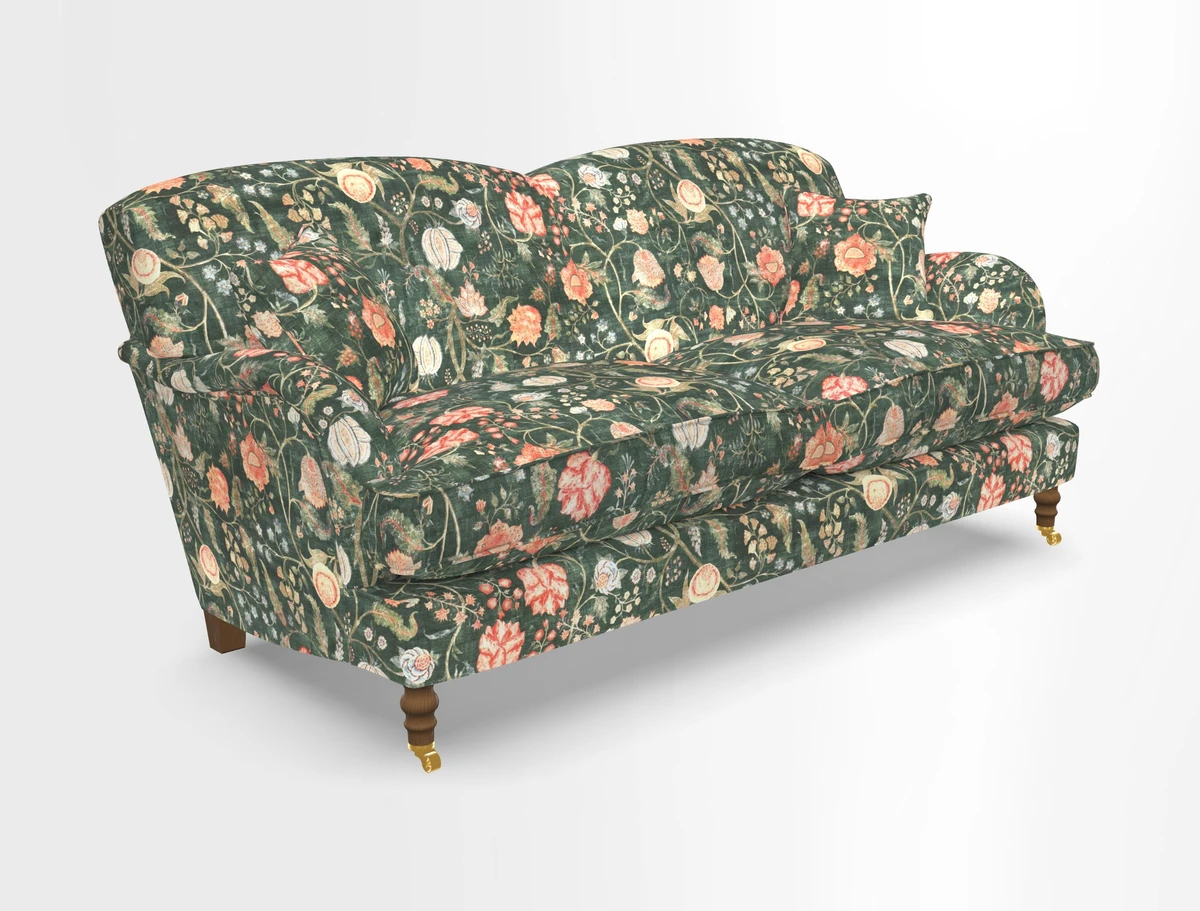 Kentwell 3 Seater 2 Hump Sofa in RHS Botanicals Henry Moon Lions Tail Teal