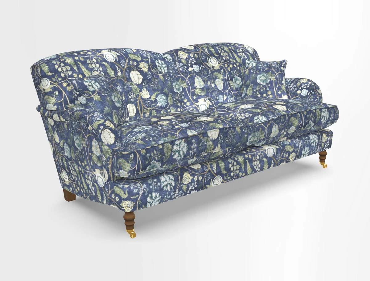Kentwell 3 Seater 2 Hump Sofa in RHS Botanicals Henry Moon Lions Tail Teal