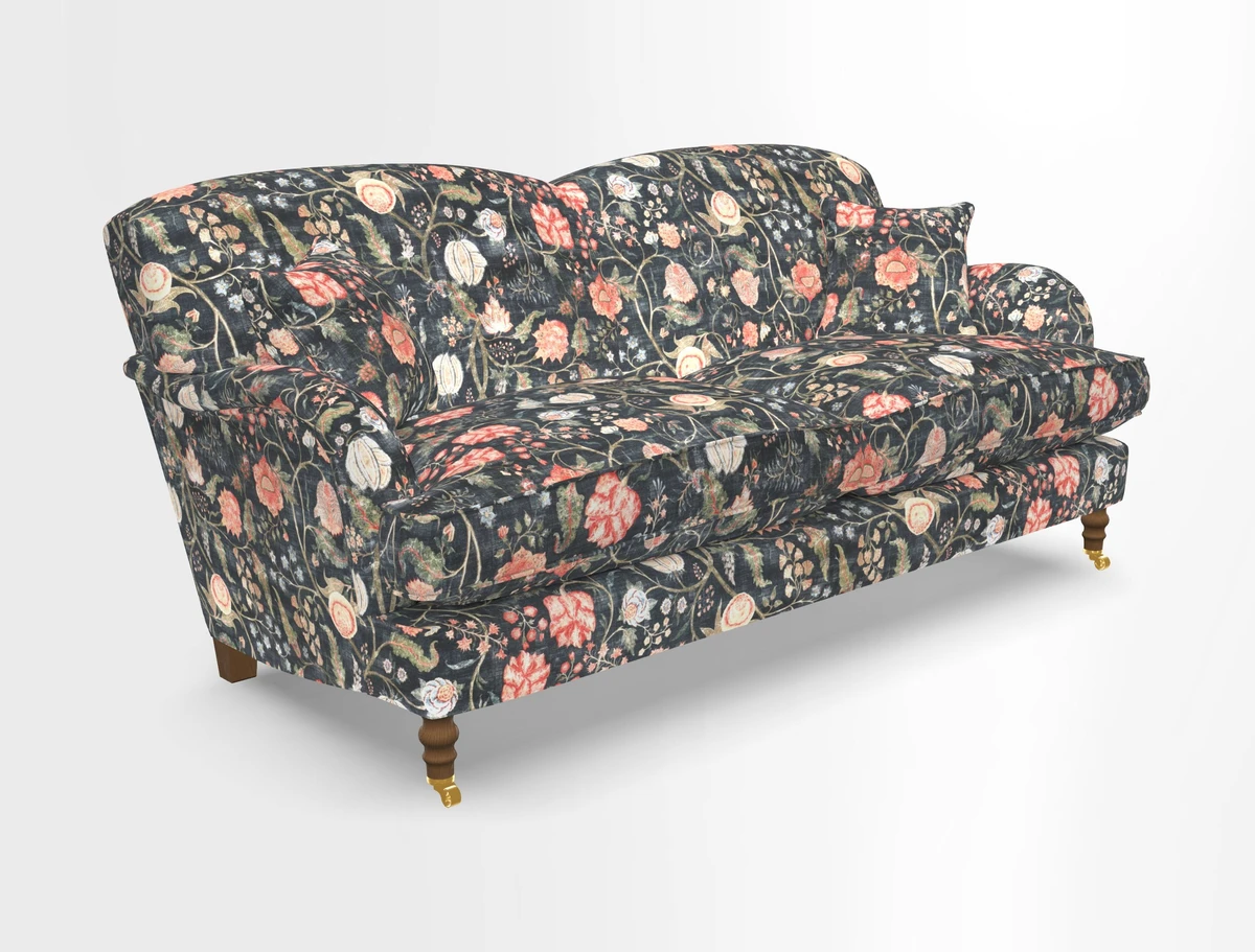 Kentwell 3 Seater 2 Hump Sofa in RHS Botanicals Henry Moon Lions Tail Teal