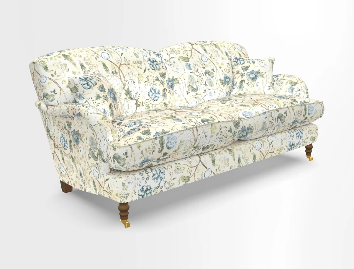Kentwell 3 Seater 2 Hump Sofa in RHS Botanicals Henry Moon Lions Tail Teal