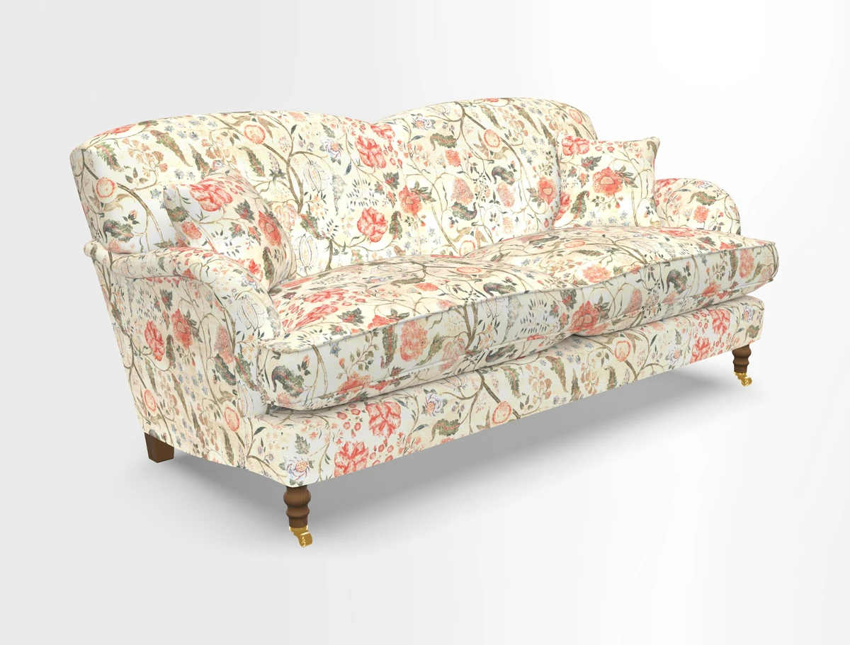Kentwell 3 Seater 2 Hump Sofa in RHS Botanicals Henry Moon Lions Tail Teal