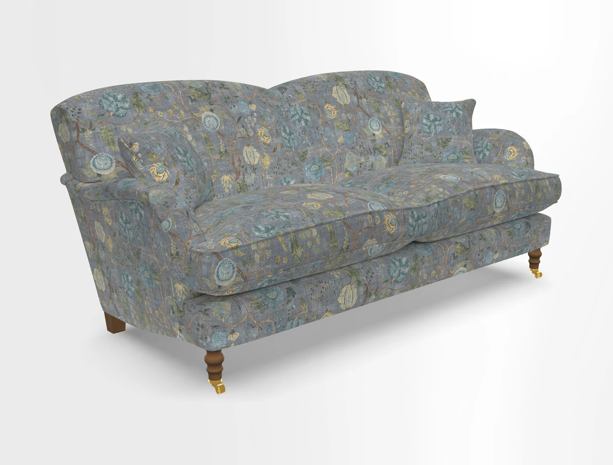 Kentwell 3 Seater 2 Hump Sofa in RHS Botanicals Henry Moon Lions Tail Teal