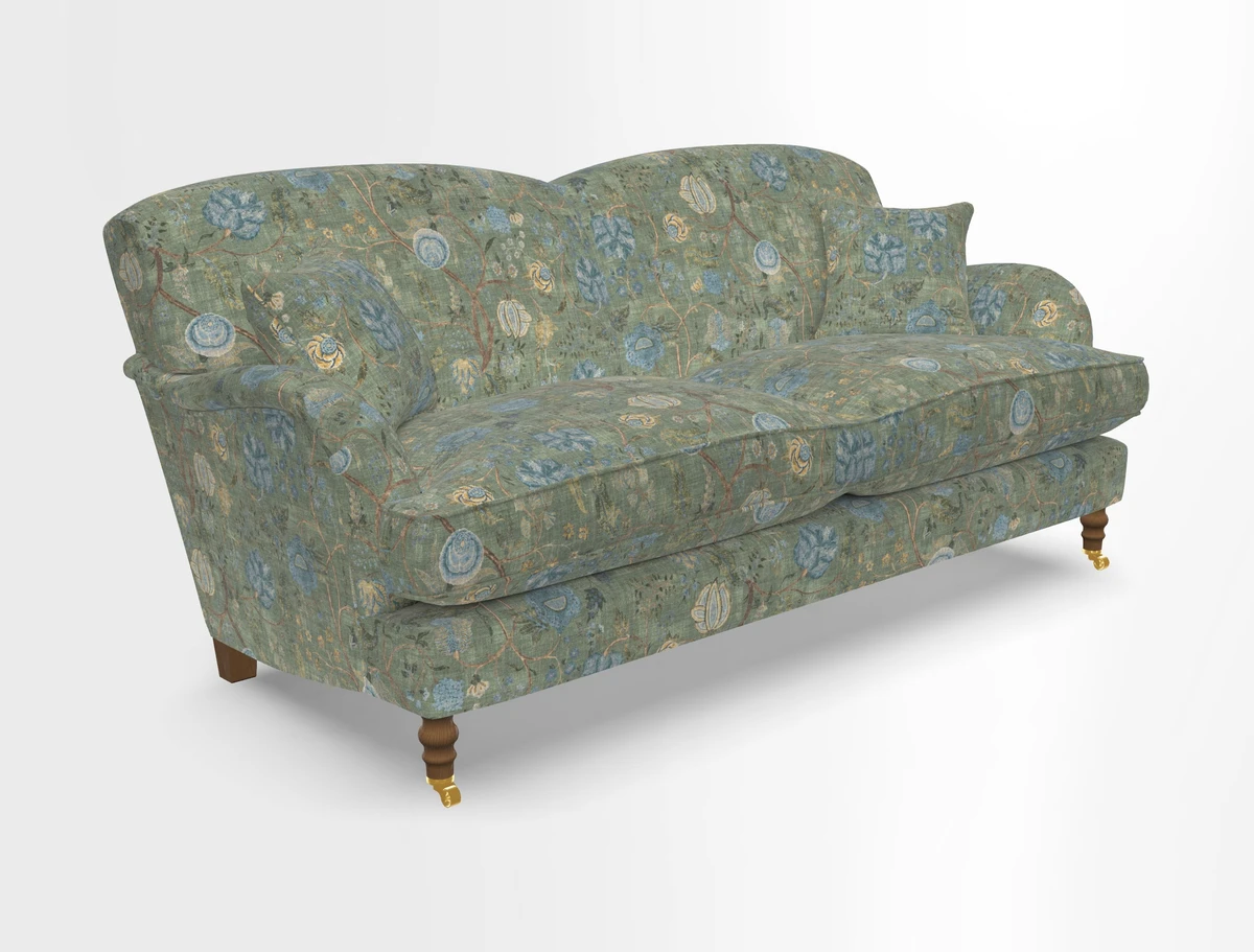 Kentwell 3 Seater 2 Hump Sofa in RHS Botanicals Henry Moon Lions Tail Teal