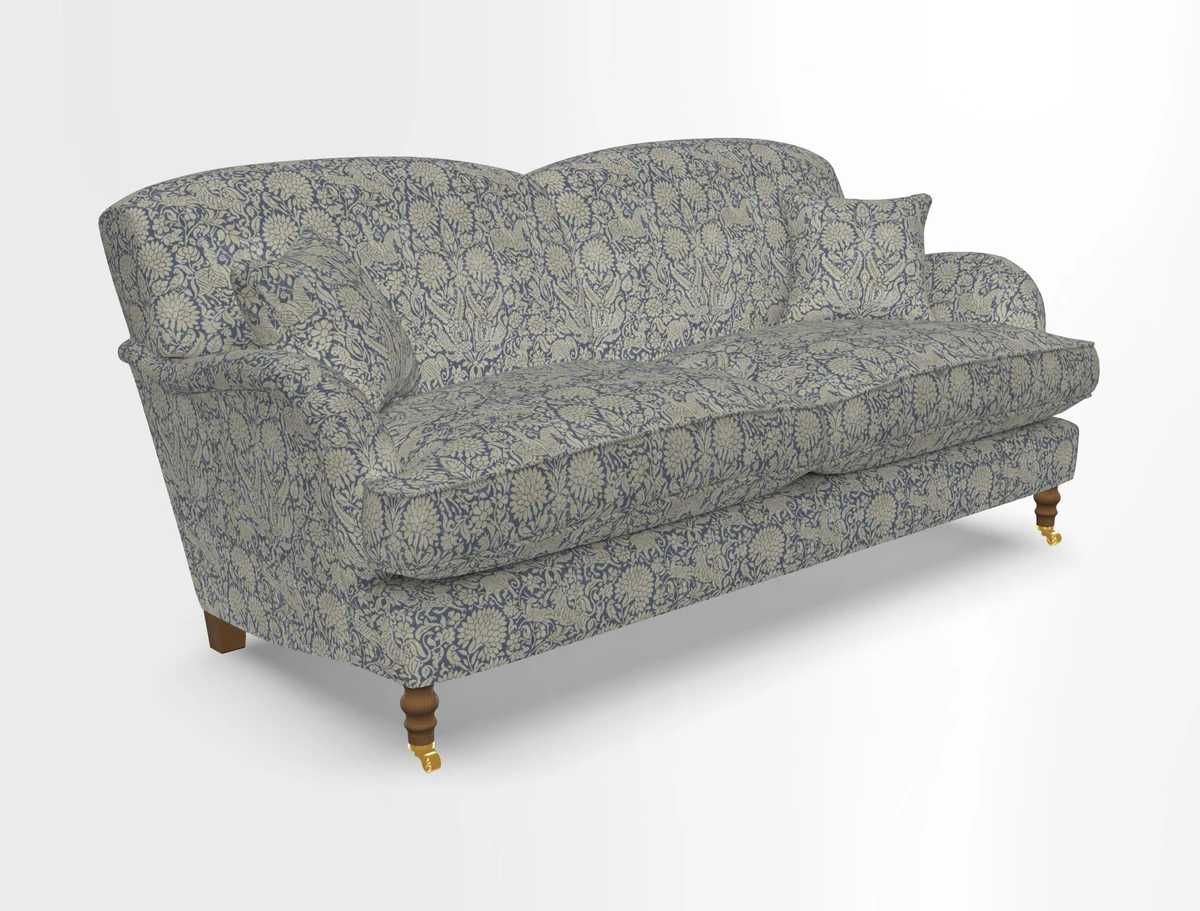 Kentwell 3 Seater 2 Hump Sofa in RHS Botanicals Henry Moon Lions Tail Teal