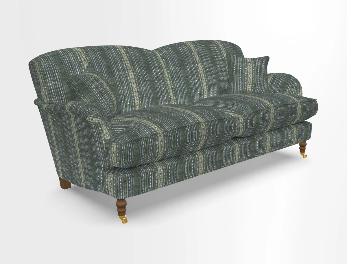 Kentwell 3 Seater 2 Hump Sofa in RHS Botanicals Henry Moon Lions Tail Teal