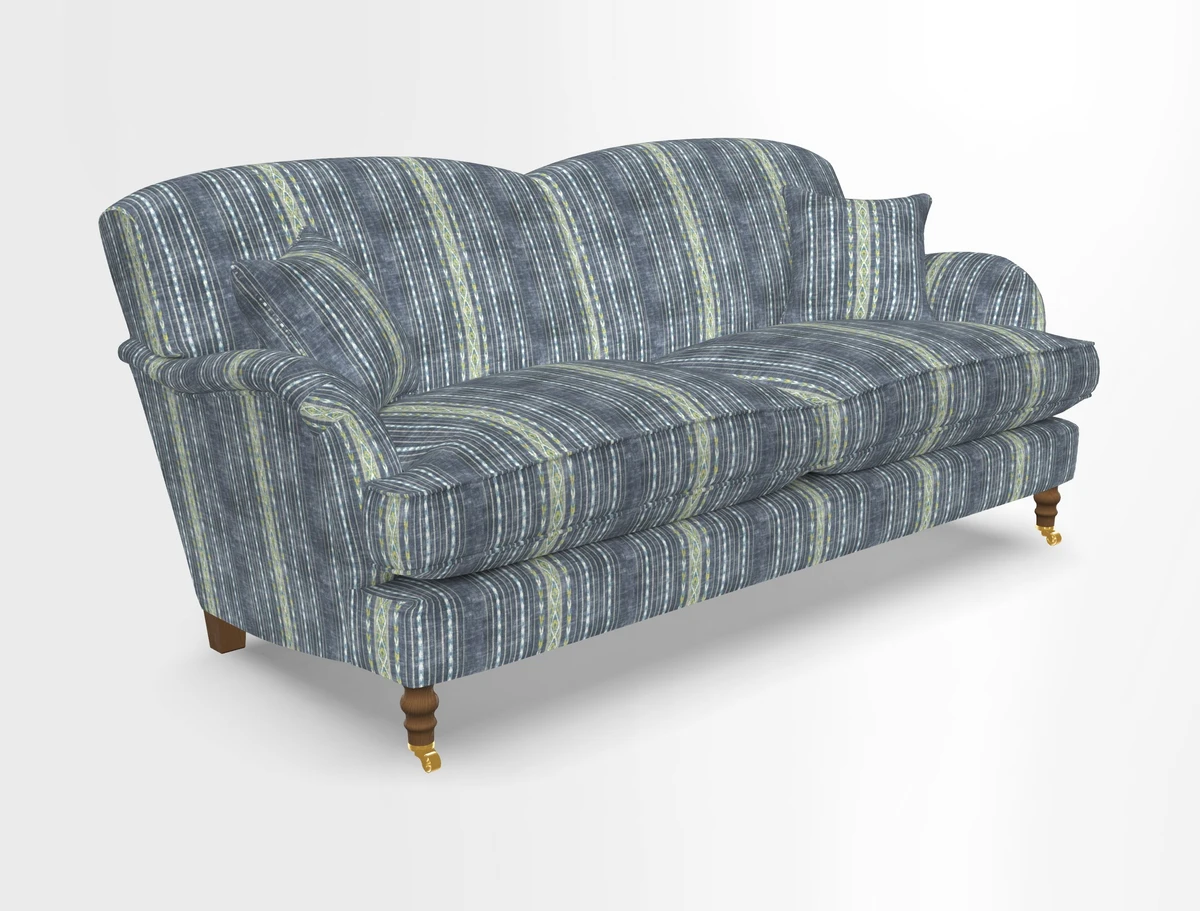 Kentwell 3 Seater 2 Hump Sofa in RHS Botanicals Henry Moon Lions Tail Teal