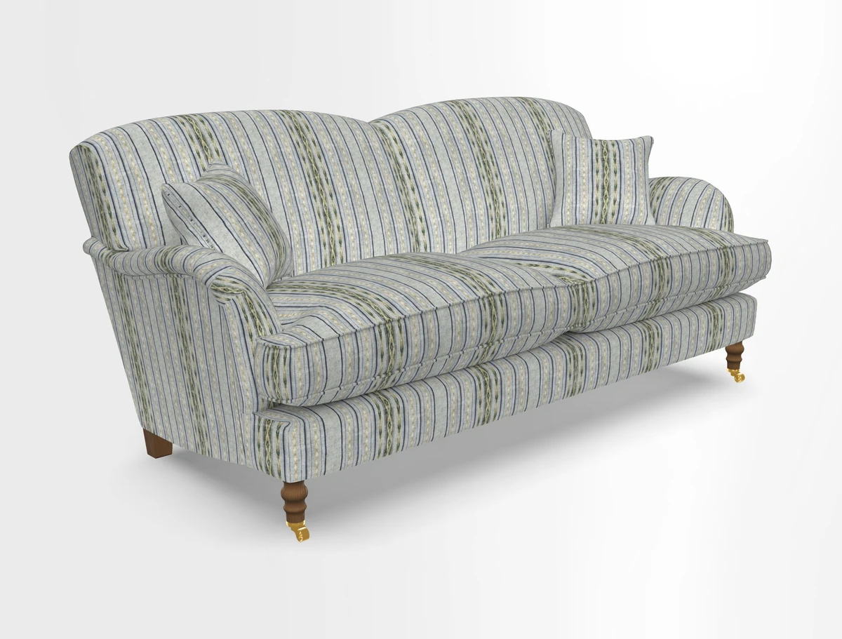 Kentwell 3 Seater 2 Hump Sofa in RHS Botanicals Henry Moon Lions Tail Teal