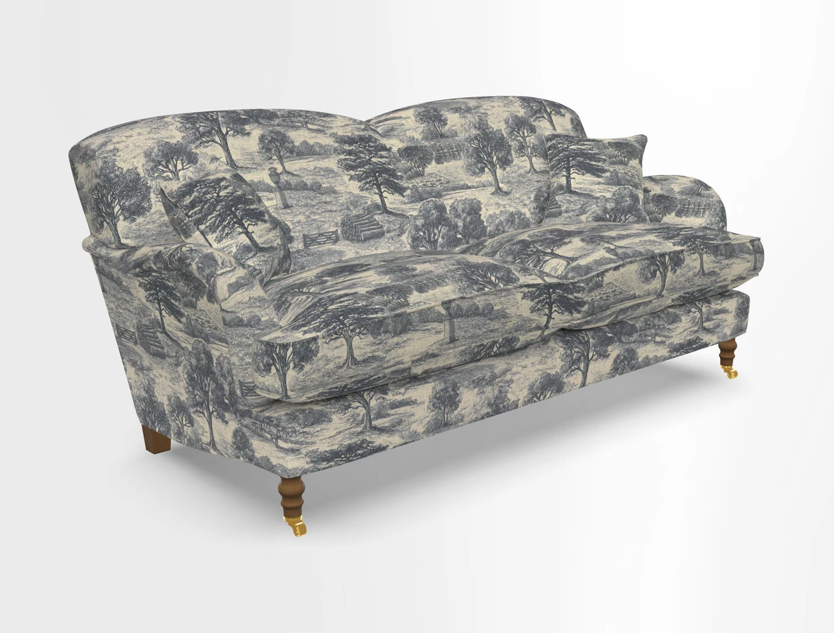 Kentwell 3 Seater 2 Hump Sofa in RHS Botanicals Henry Moon Lions Tail Teal