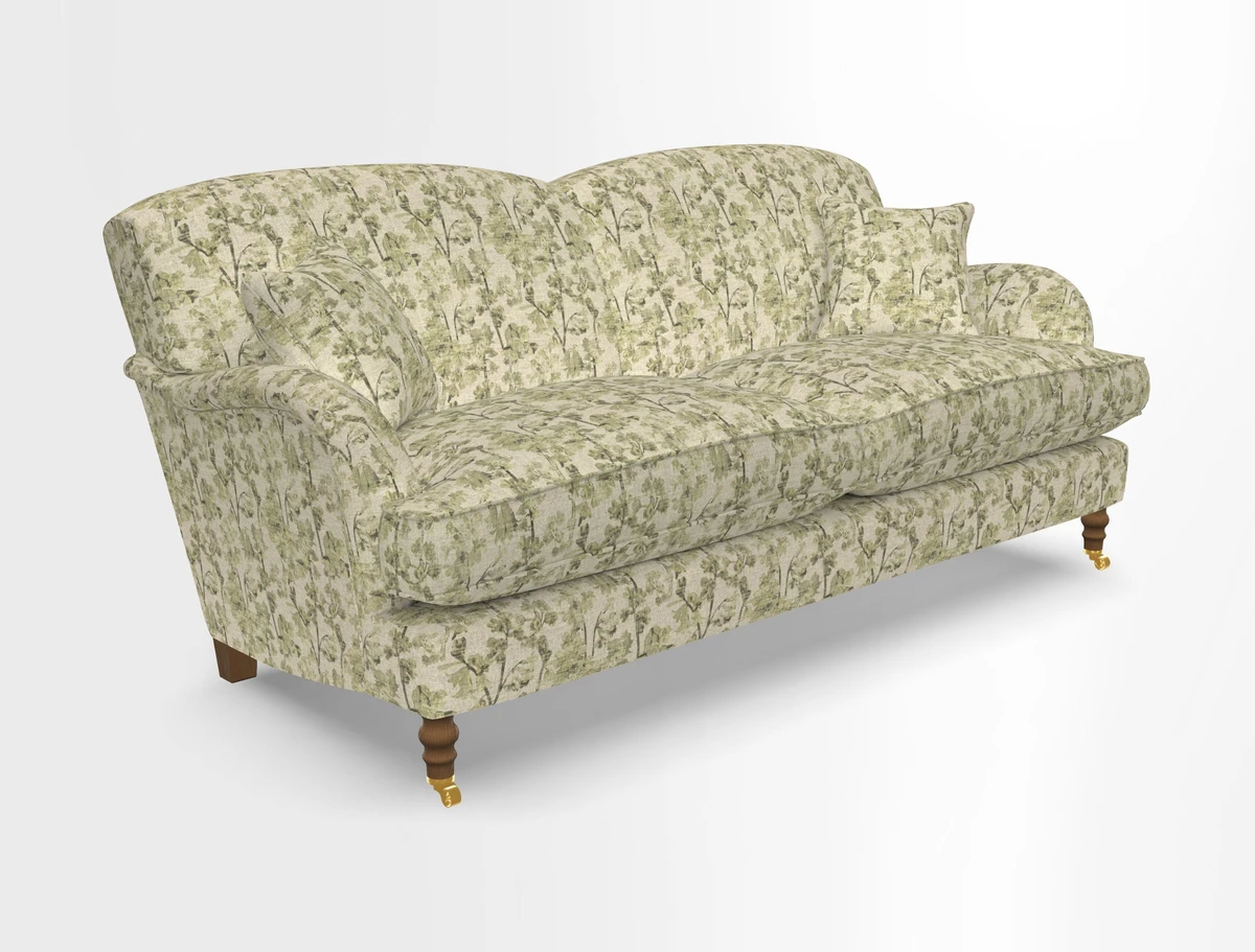 Kentwell 3 Seater 2 Hump Sofa in RHS Botanicals Henry Moon Lions Tail Teal