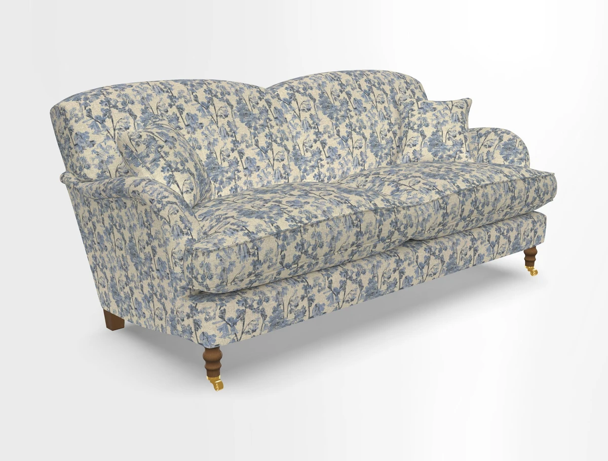 Kentwell 3 Seater 2 Hump Sofa in RHS Botanicals Henry Moon Lions Tail Teal