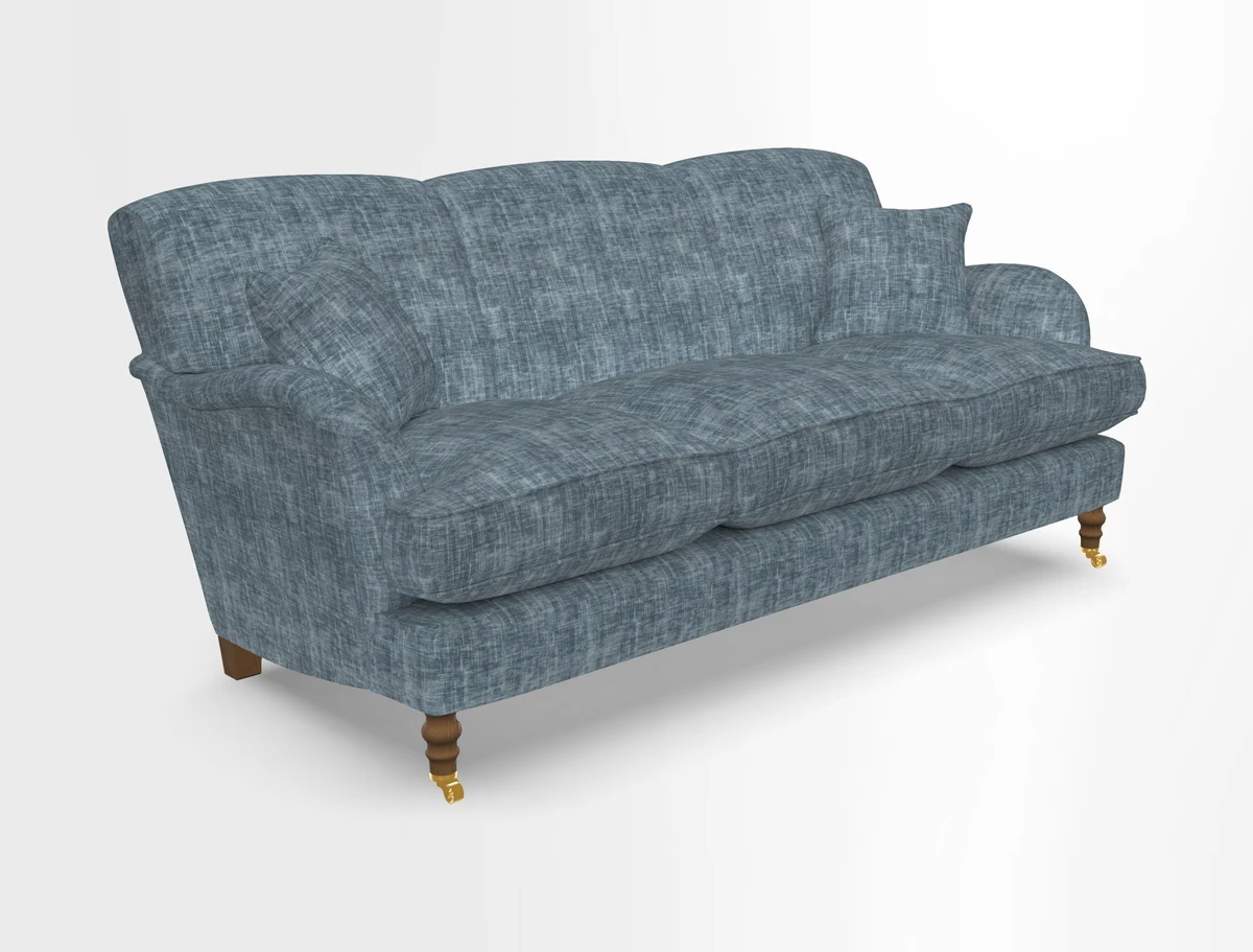 Kentwell 3 Seater, 3 Hump Sofa in Linwood Omega Velvet Green Tea 